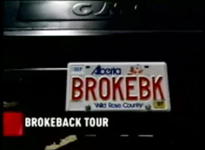 Screenshot from CBC TV video of Brokeback Mountain truck tour.