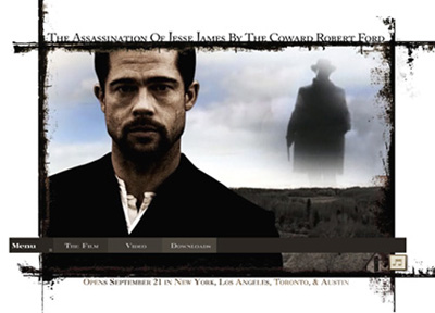 Screenshot from website for The Assassination of Jesse James by the Coward Robert Ford