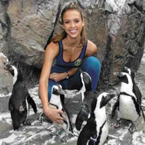 Jessica Alba with penguin co-stars from the film Good Luck Chuck. Photo from the Edmonton Journal.