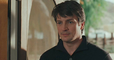 Nathan Fillion in a screenshot from the Waitress movie trailer.