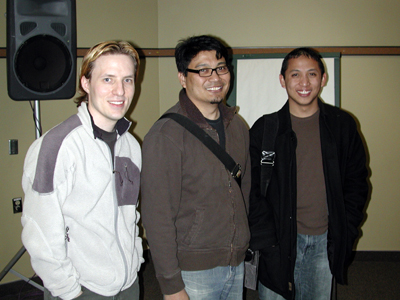 Chad Kerychuk, Ronnie del Carmen, and Ken Bautista at the Banff Centre Photo