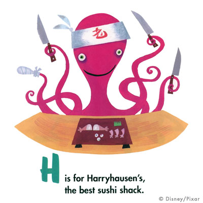 Monsters Inc. M is for MONSTER Book Illustration Scan - Harryhausen Octopus