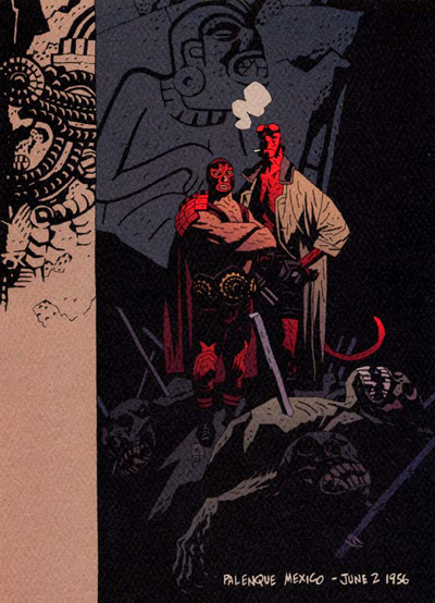 Hellboy Palenque Lithograph by Mike Mignola and Dark Horse Comics