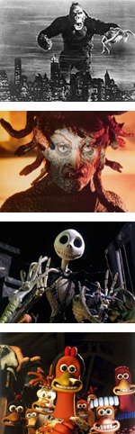 Stop Motion Animation Photo Composition - King Kong, Medusa, Jack Skellington, and Chicken Run