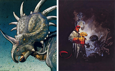 William Stout Dinosaur Art and Mike Mignola Hellboy Art.