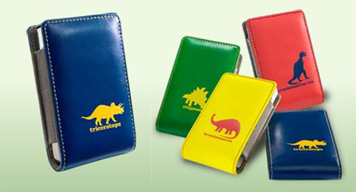 Photo of iPod covers with dinosaurs on them.